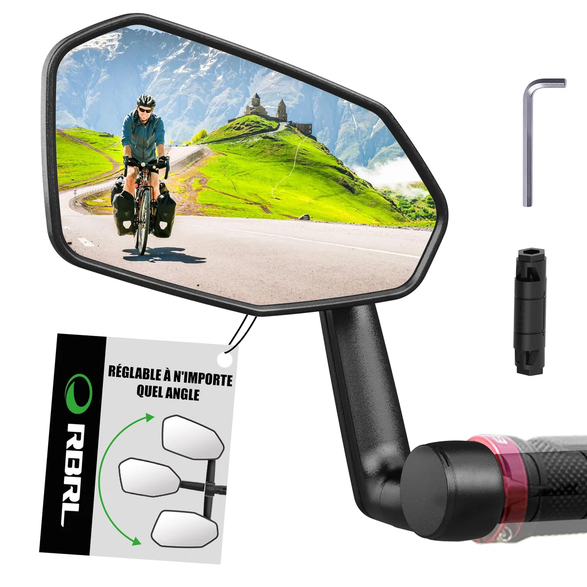 RBRL Rétroviseur Vélo, Pas Facile à Bloquer, Rétroviseur de vélo Extra Large, Rétroviseur de Vélo Incassable et Durable, Adapté au Vélo électrique （gauche）