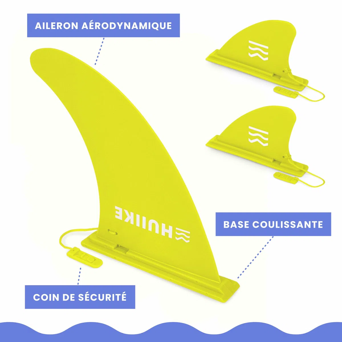 HUIIKE Aileron Paddle Gonflable Pack de 3 Detáchable Aileron pour Paddle Aérodynamique avec Verrouillage de Sécurité, Accessoires Planche Gonflable | Paddleboard Sun Fin Installation sans Outil