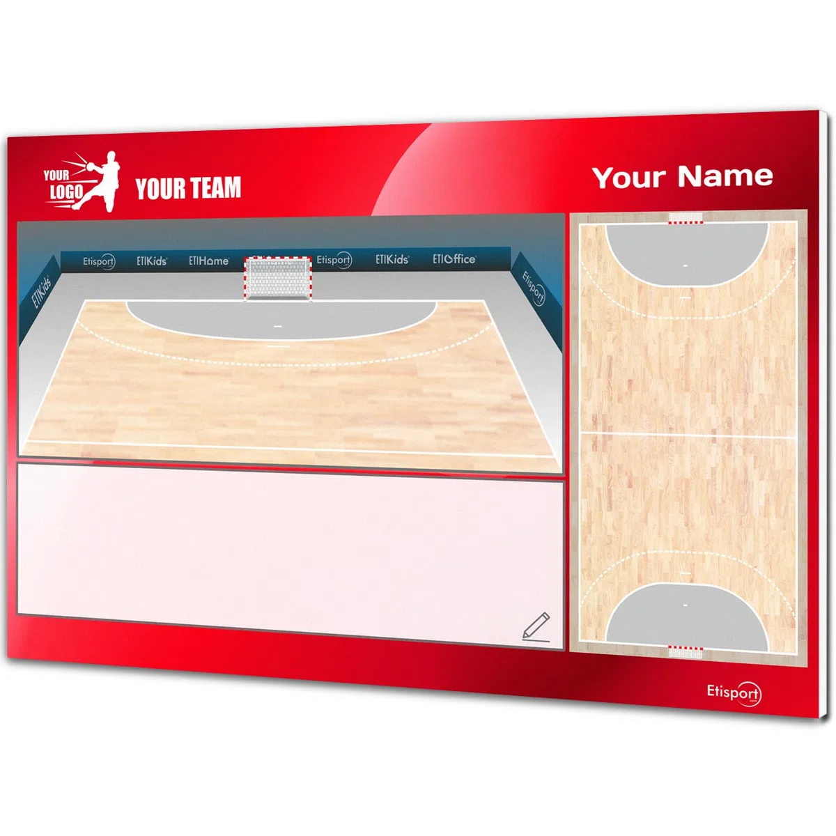 Tableau Tactique Handball pour Entraîneur. Double Face, Marqueurs Effaçables à Sec. Personnalisé avec Nom, Logo ou Blason, Club