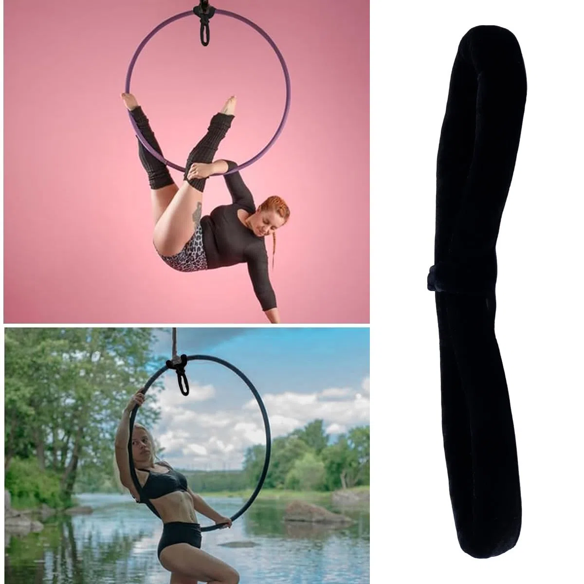 Ausi Sangle de poignet pour cerceau aérien pour le yoga et l'acrobatie aérienne pour adultes, entraînement de force avec fil porteur haute résistance et anneau de sécurité