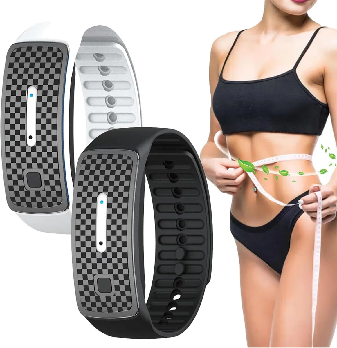 Lyfanog Bracelet Detox Bracelet Lyfanoe Bracelet Lyfanoe Brûleur de Graisse Montre Ultrasonique Brûleur de Graisse Bracelet Réglable en Silicone pour Homme Femme (Noir + Blanc)