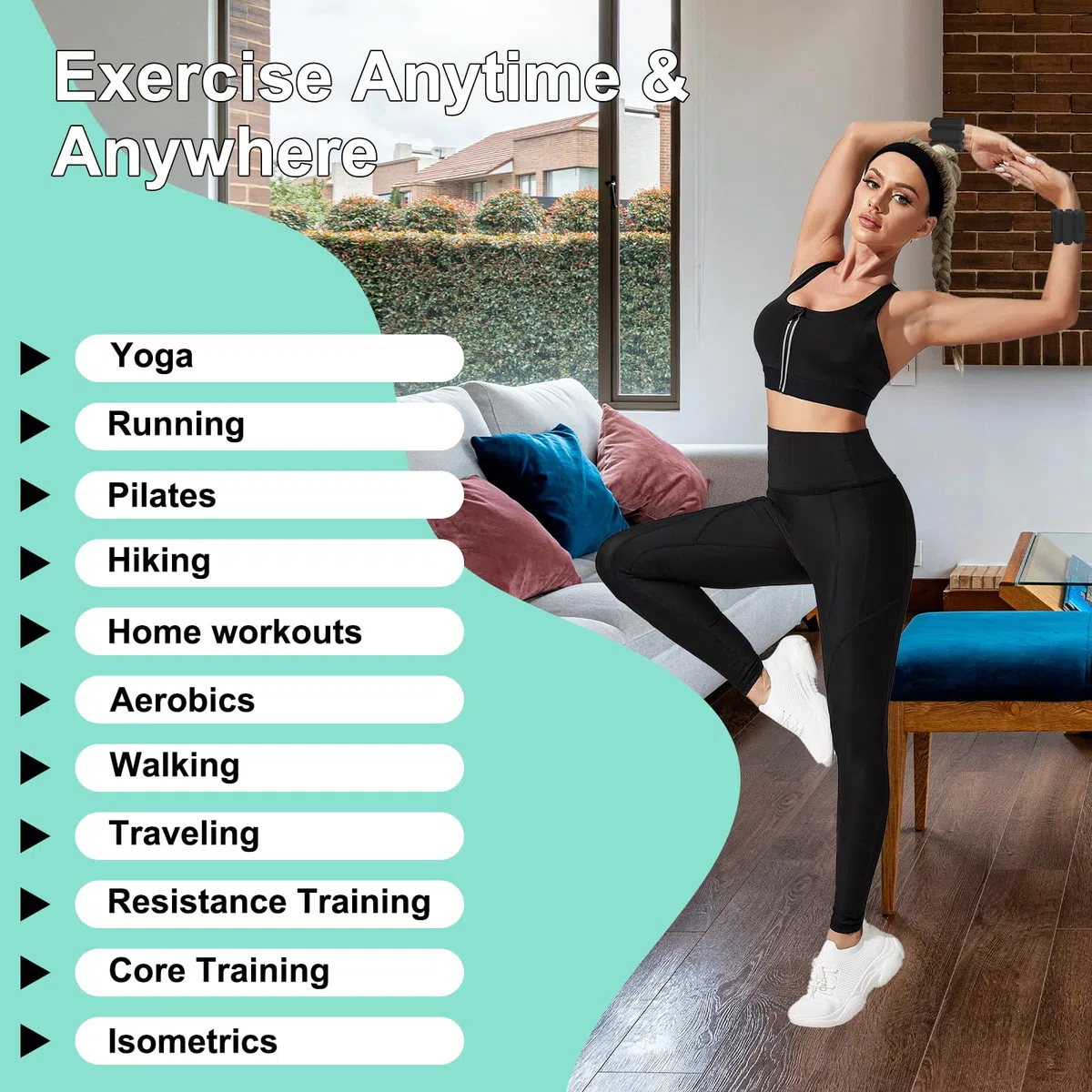 Lot de 2 Poids Poignets, Poids Cheville, Réglables pour Entraînement à Domicile, Yoga, Course à Pied, Musculation, Exercices (1LB Chacun)