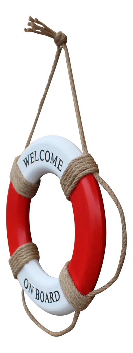 Bouée de sauvetage en bois MDF peint avec rosée rouge/blanc Sea-Club