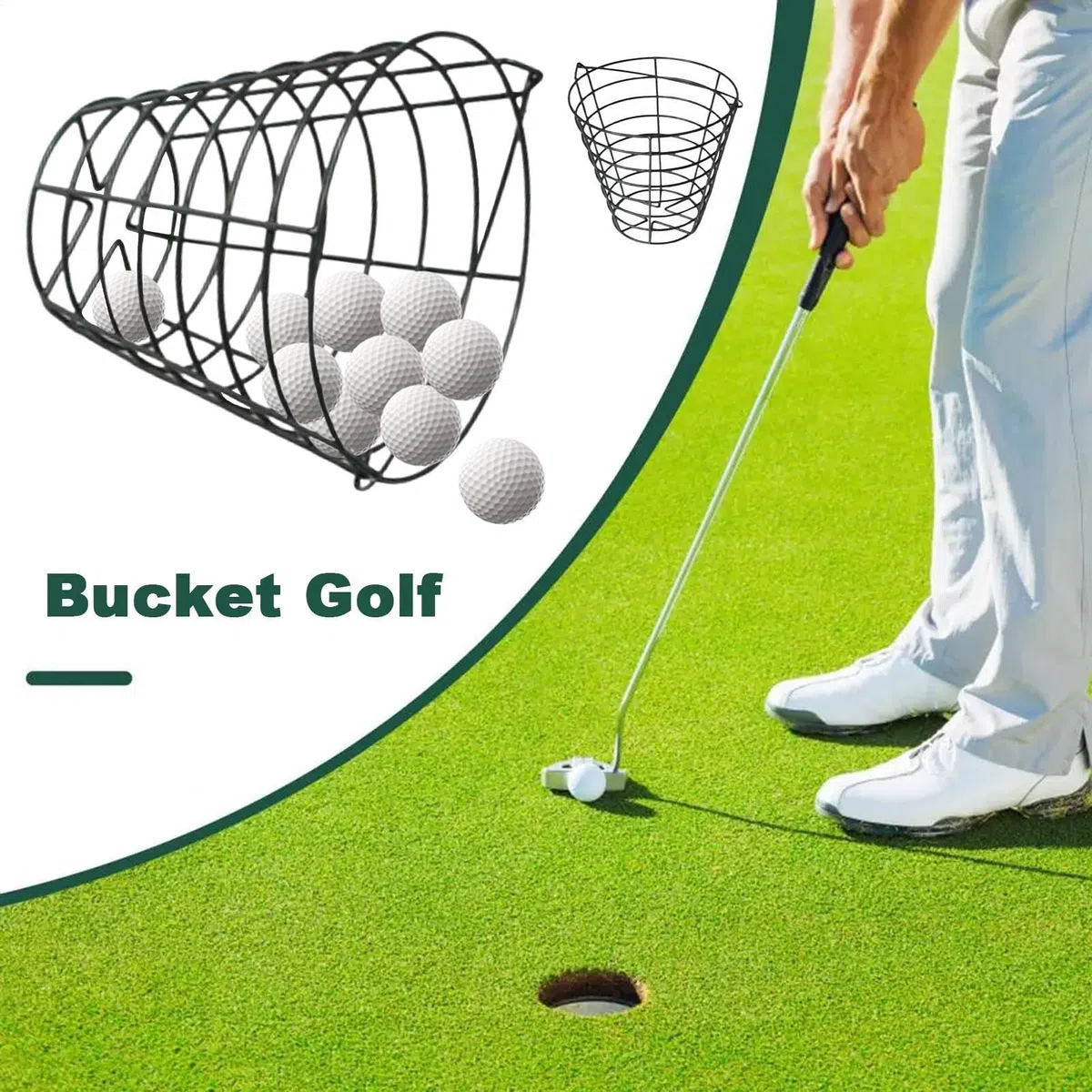 Teksome Panier De Rangement pour Balles De Golf,Conteneur 100 Balles | avec Poignée pour Practice Jardin Parcours Équipement Sportif