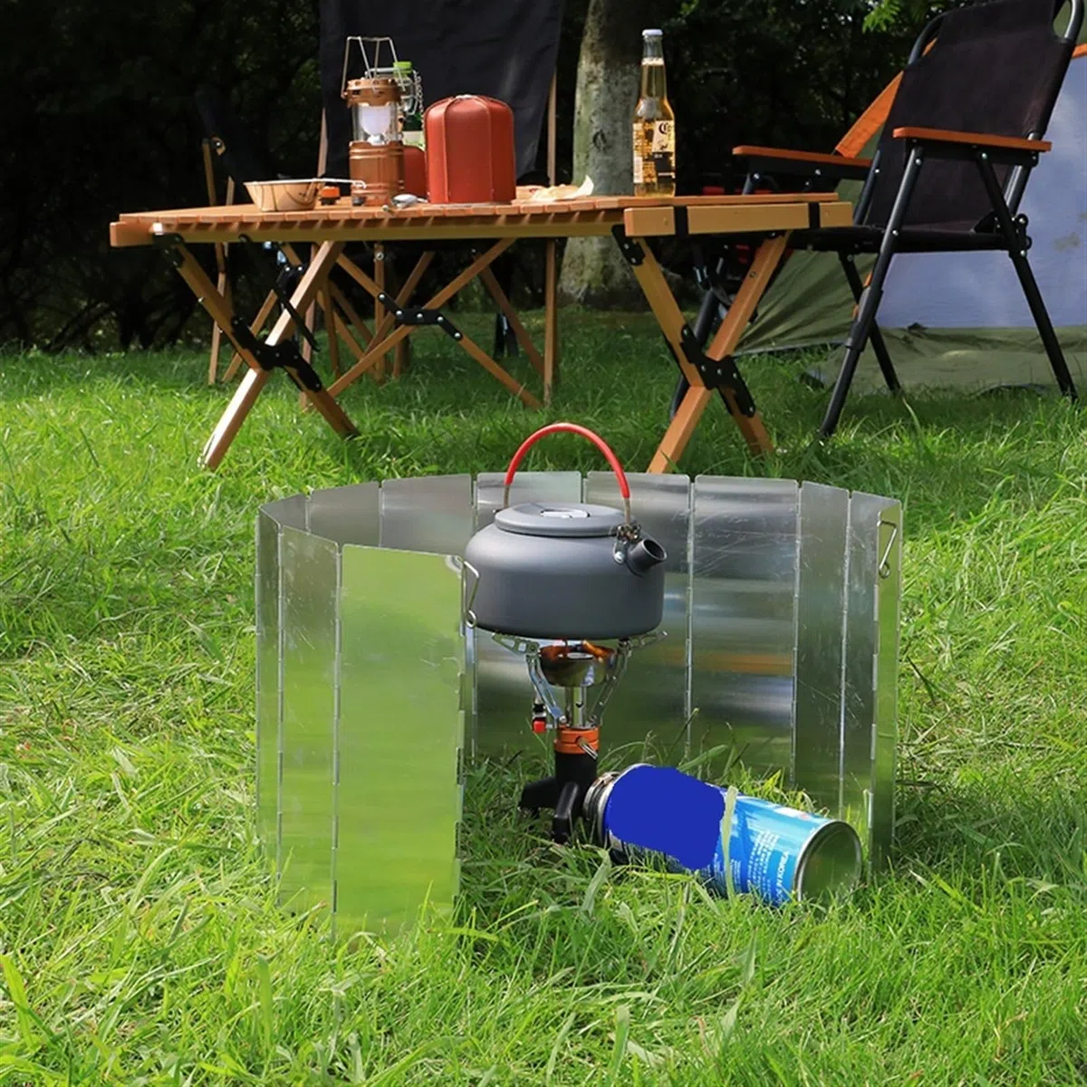 Pare-Vent pour RéChaud De Camping Pare-Vent de Camping rehaussé 30 cm, 10 plaques, Pliable, Portable, en Alliage d'aluminium, for cuisinière à gaz