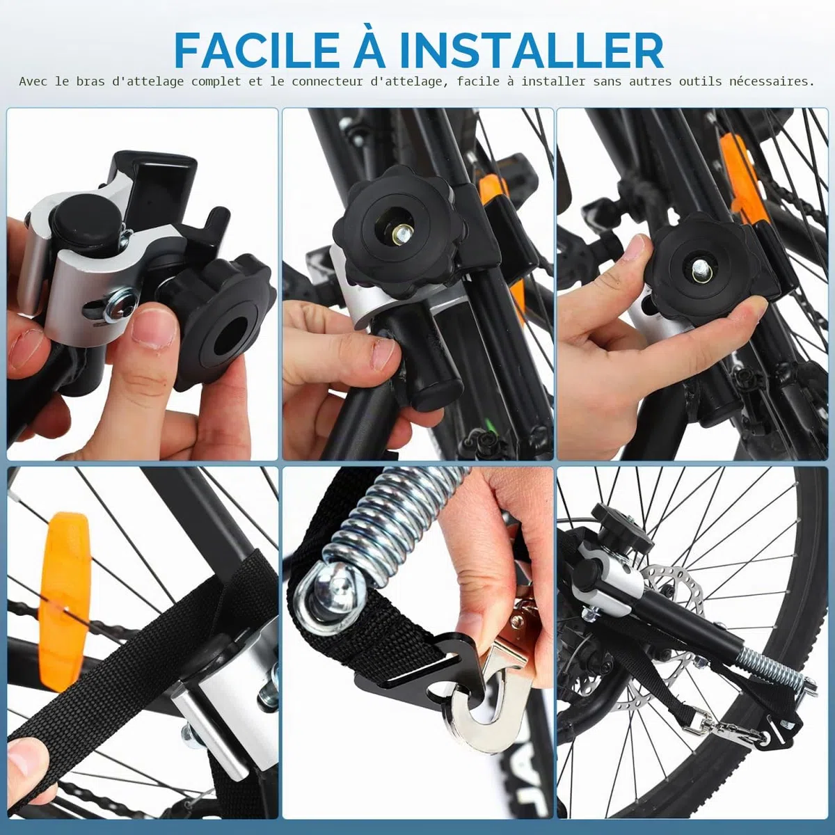 Attache Remorque Velo, Fixation Remorque Velo Universal Bike Libération Vélo Coupleur Adaptateur pour Enfants Enfant Pet Vélo Cargo