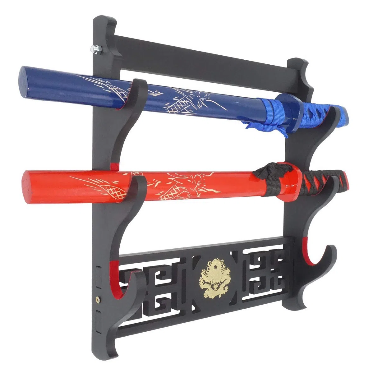 Porte-éPéE Montage Mural Velours Rembourré Katana Stand Samurai Porte-éPéE PréSentoir Style Dragon-3-Tier