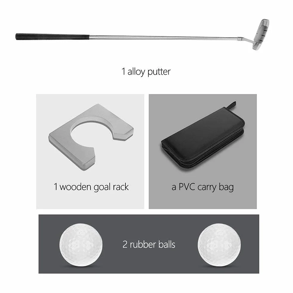 Kit De Putting De Golf, Ensemble D'entraînement Portable avec Putter, Balles et Sac - Cadeau Indoor