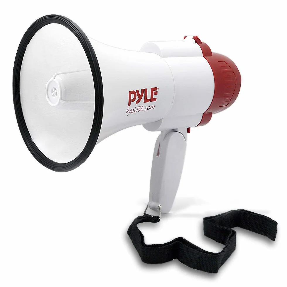 Pyle Haut-Parleur Portable à Main avec Alarme, Modulateur de Voix et Volume Réglable – Mégaphone Compact à Piles avec Sangle pour Usage Intérieur et Extérieur