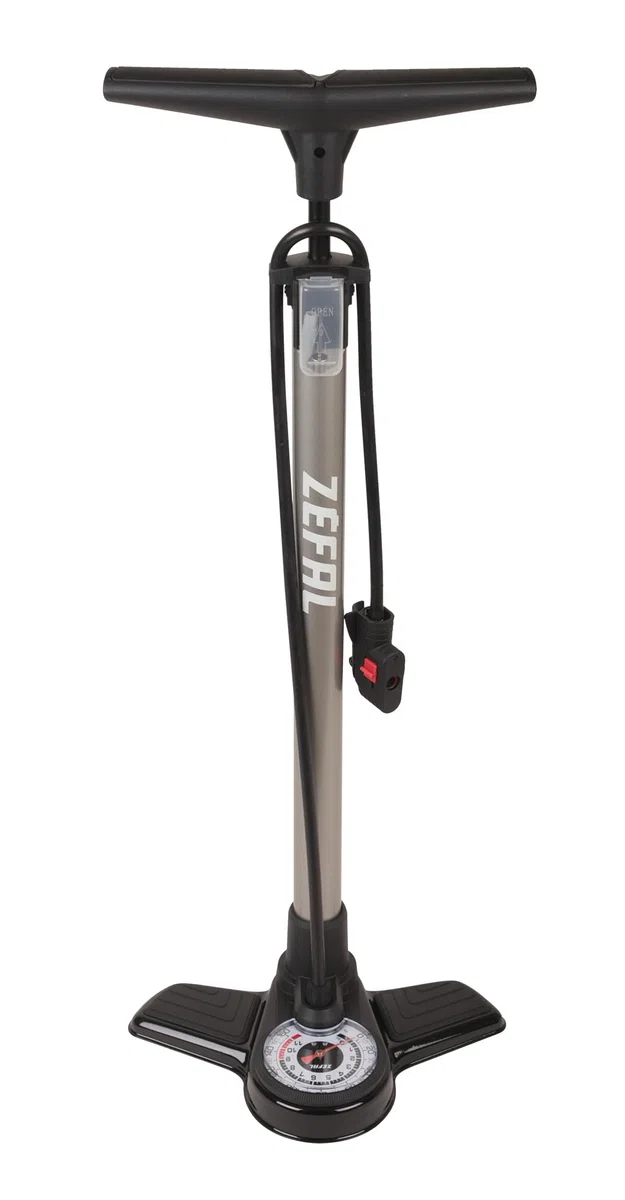 ZEFAL Profil Max FP20 - Pompe à pied vélo - Manomètre et Raccord Intuitif Z-Switch, Argent
