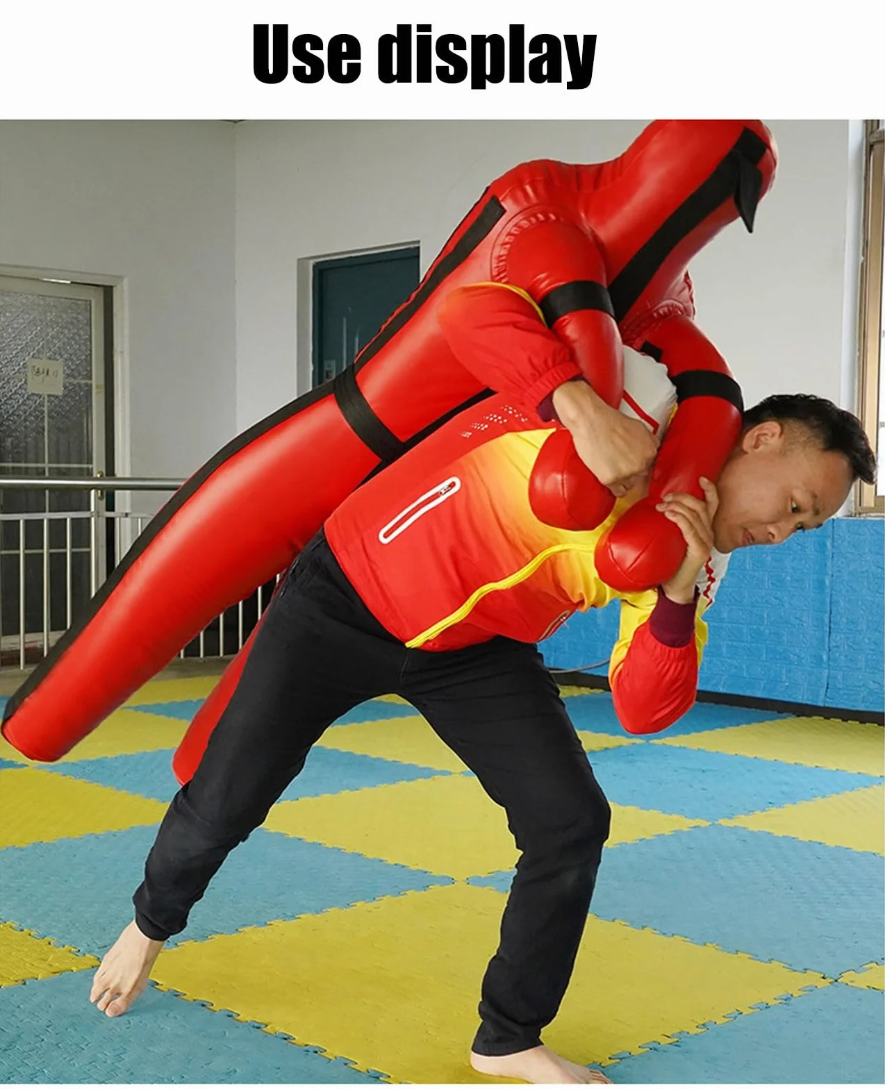 Suspendu Mannequin de lutte, Judo Grappling Sac de frappe, entraînement de frappe, MMA Position debout Dummy Lutte Arts Martiaux Boxe Karaté Entraînement, non rempli ( Color : B Black , Size : 185cm )