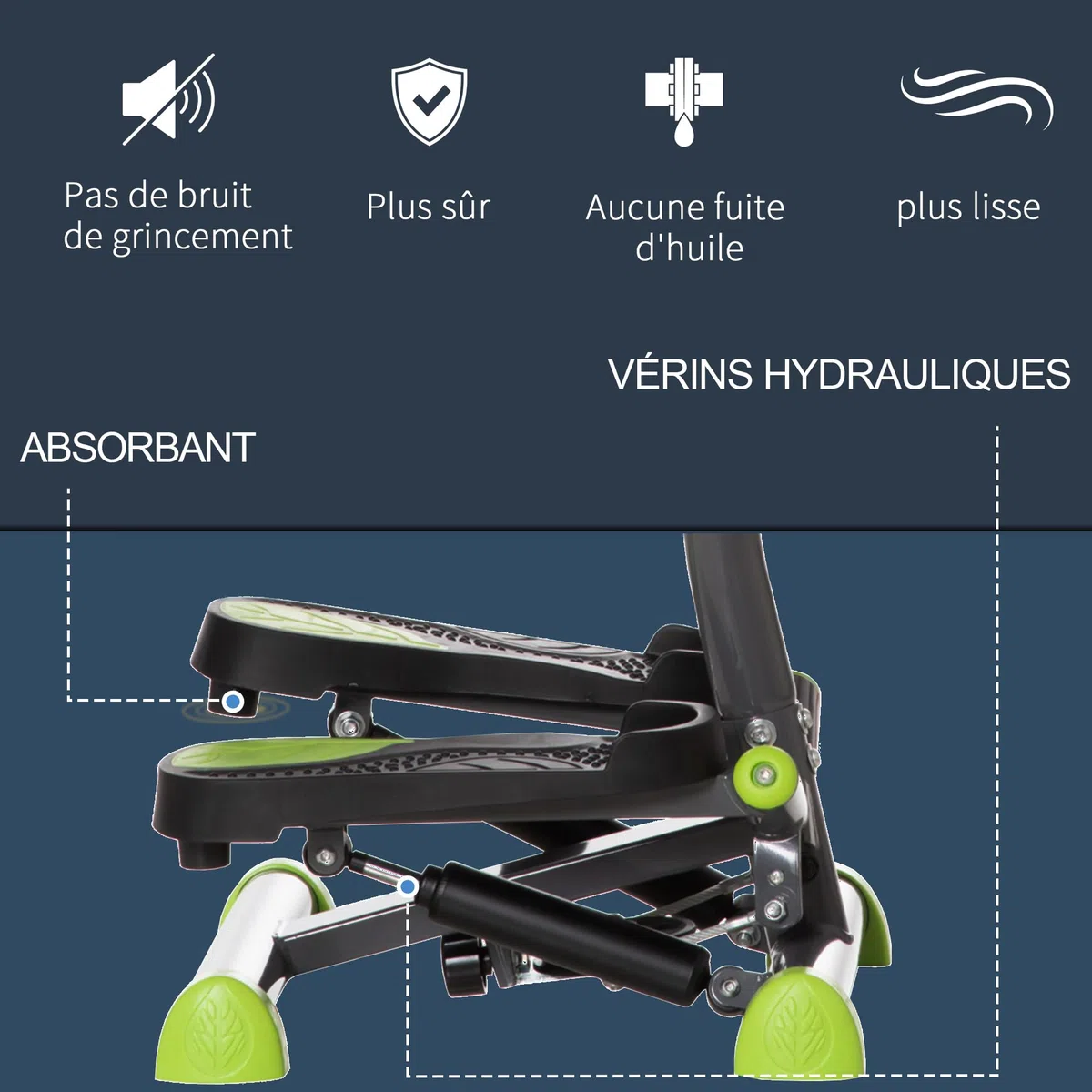 HOMCOM Stepper avec Guidon Stepper Fitness Appartement écran LCD résistance réglable Exercise Hanches Jambes lombes pour Maison Acier