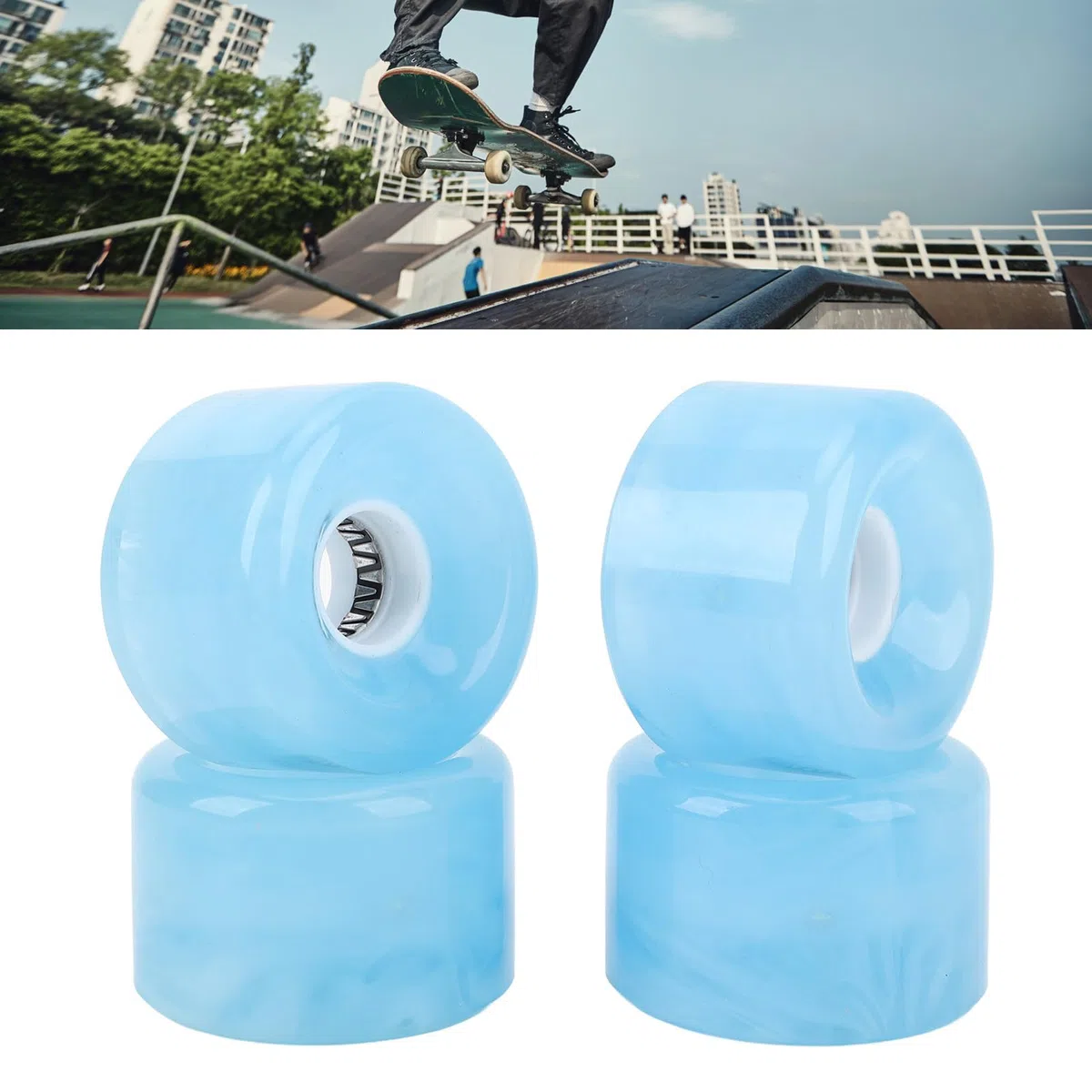 Asixxsix Roues de Skateboard, 52 Mm 78A, Roues de Skateboard à Rebond élevé avec Roulements, Roues de Skateboard de Rue, Skateboards Tricks Cruiser, Glisse Rapide et Brillante, Lot de 4
