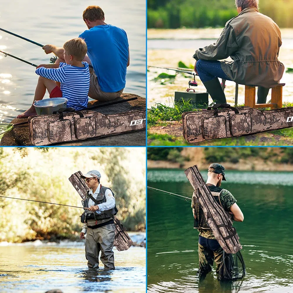 Sac de pêche Caisse de pêche Portable Sac Canne à pêche Outils de pêche Résistant à la déchirure Durable Rod Reel Bag Fishing Pole Carry Organizer