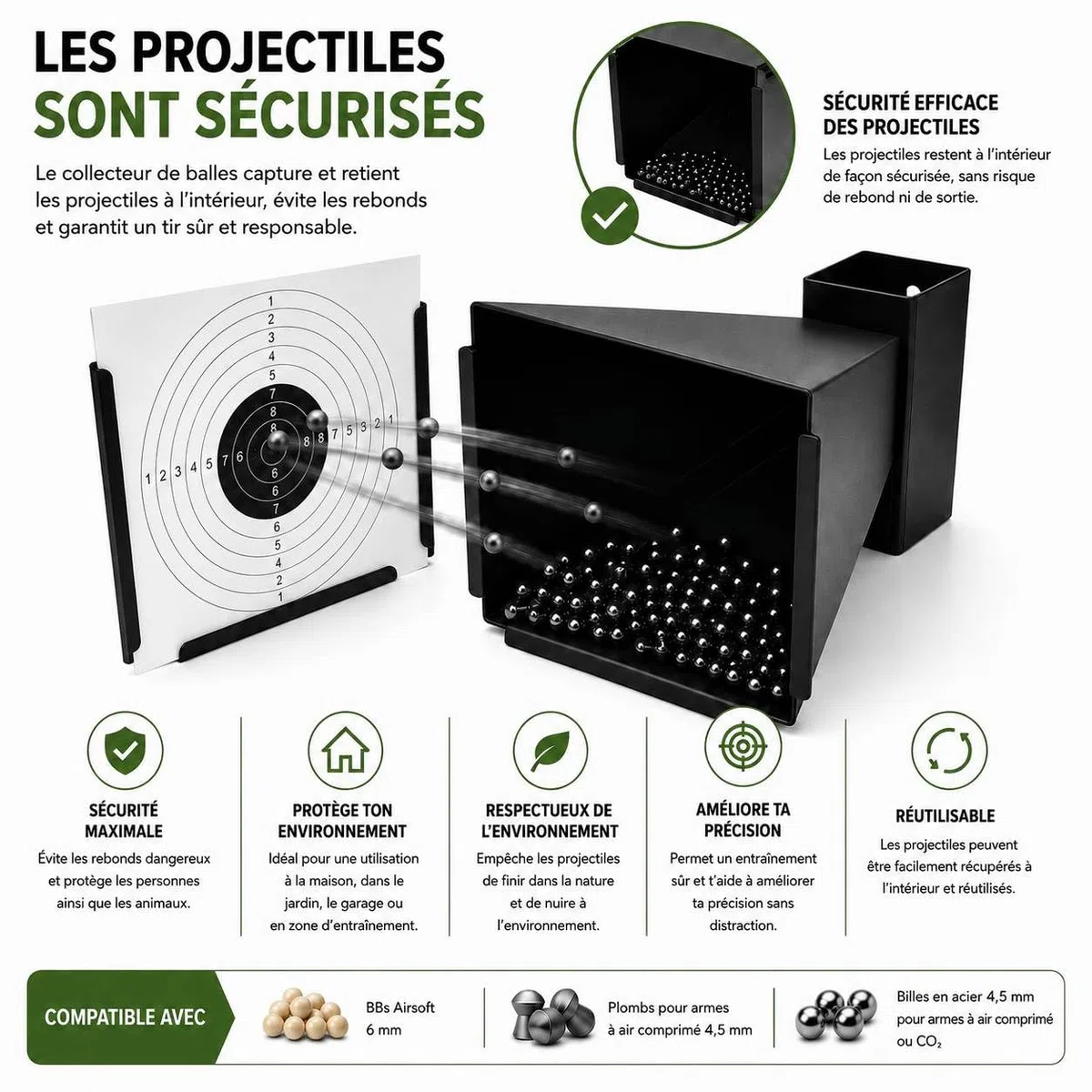 Porte-Cibles avec 50 Cibles 14x14 cm pour Airsoft et Airguns - Acier