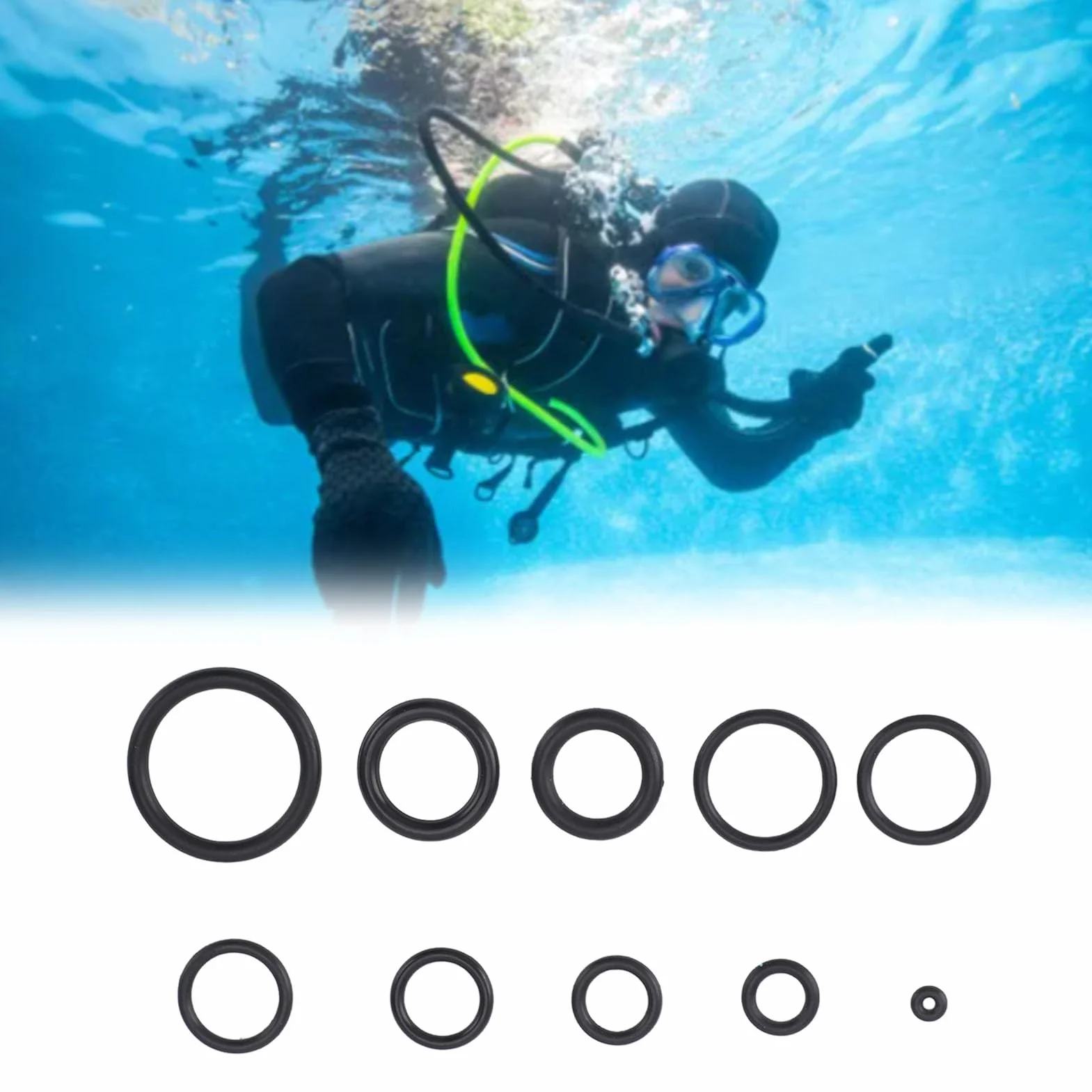 Tissting Kit de Joints Toriques de Plongée, 10 Tailles 50 pièces Full Set de Joints Toriques pour la Plongée, le Snorkeling et le Surf