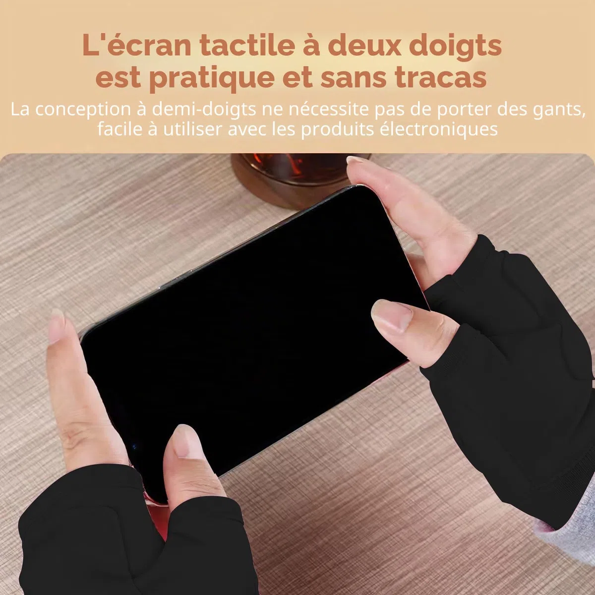 Gants chauffants à 3 niveaux rechargeables, gants chauffants USB, mitaines chauffantes, gants de travail sans doigts, gants chauffants à batterie, gants chauffants cadeaux pour homme et femme