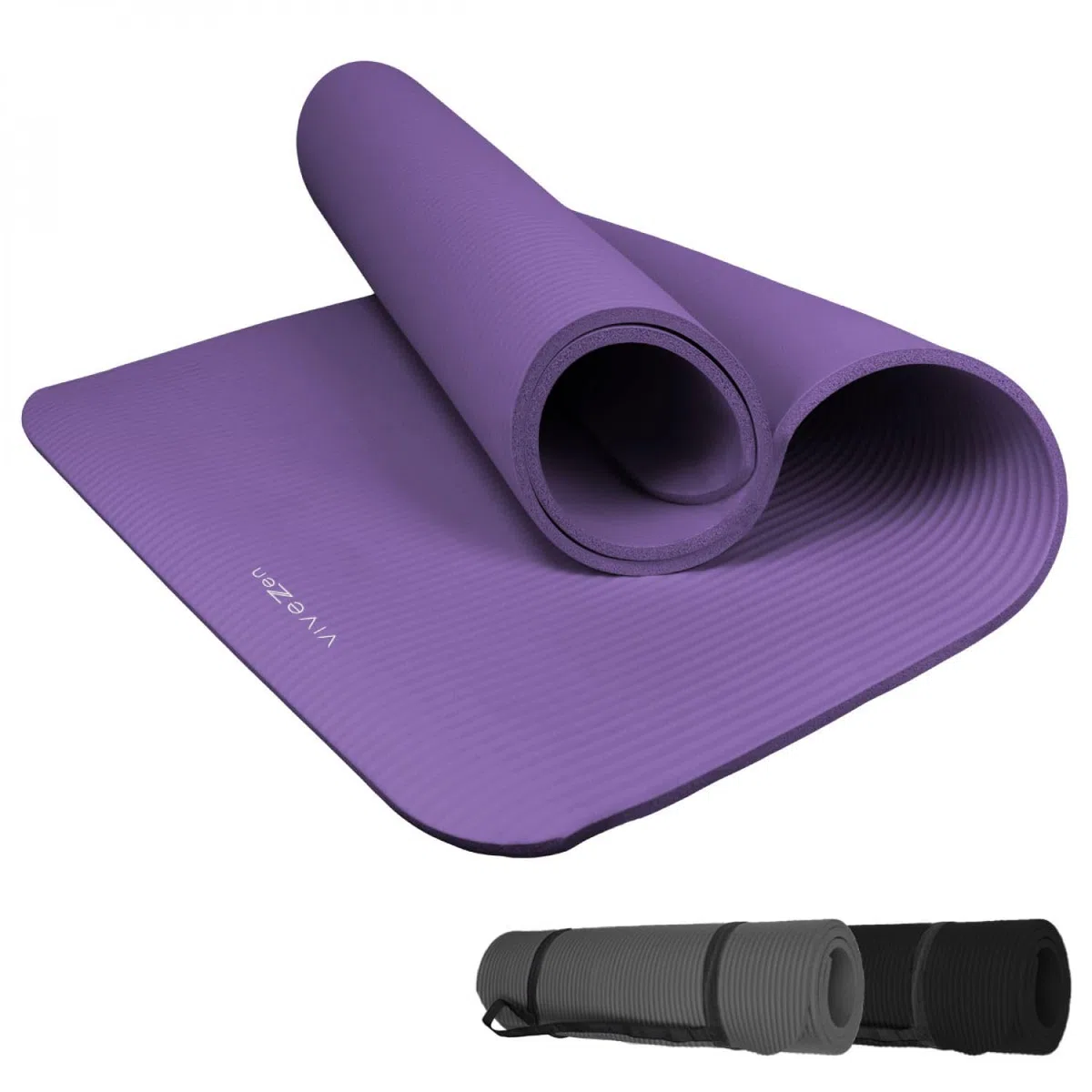 Vivezen - Tapis de yoga, de gym, d'exercices 186 x 120 x 1 cm + sangle de transport - Plusieurs coloris