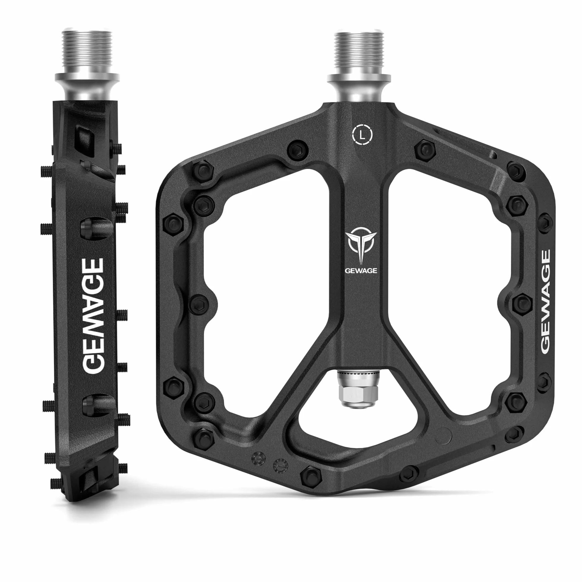 GEWAGE Pédales de vélo de Montagne, pédales antidérapantes en Fibre de Nylon VTT, pédales de vélo 9/16 ", pédales Plates légères et Larges