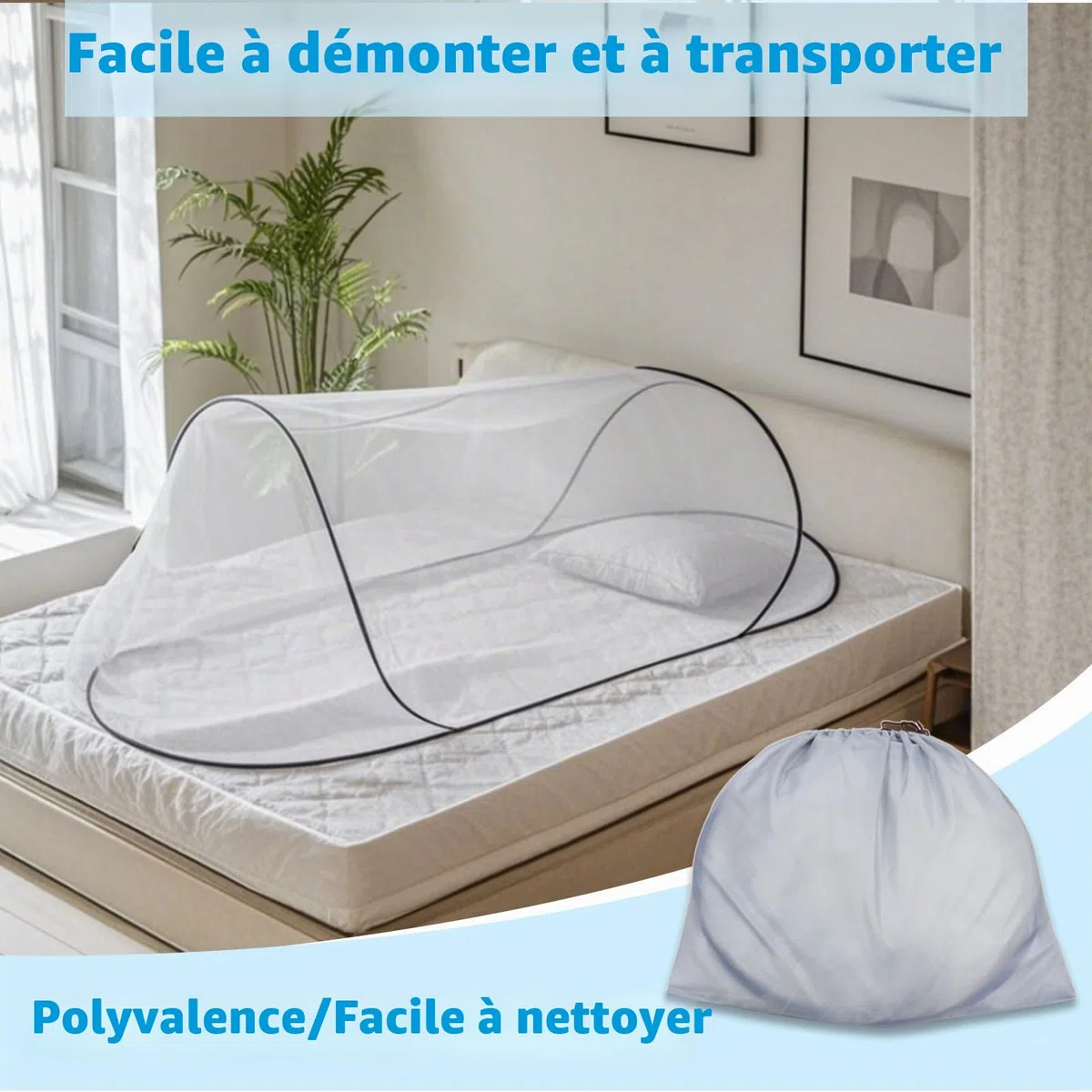 Moustiquaire Pop Up, 200 x 80 x 56 cm Moustiquaire Pliable, Moustiquaire de Camping Portable pour Lit, Voyage, Camping en Plein Air Confortable, Rapide et Portable