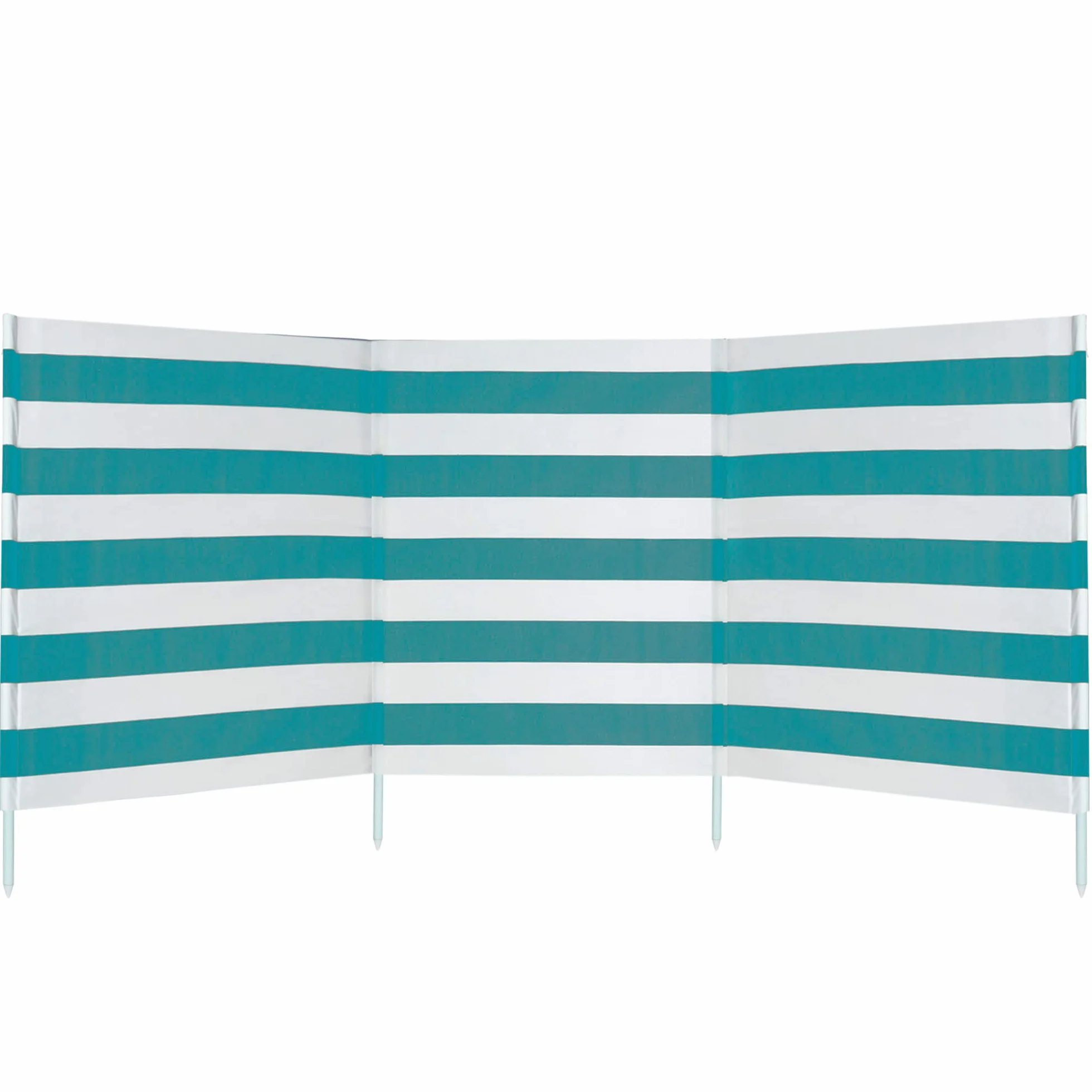 AKTIVE Beach - Paravent Plage en Polyester avec Tiges en Acier, Paravent Extérieur 2 Places, Polyester, avec Sac de Transport, 480 X 84 cm, Bleu Lisse ou Blanc avec Rayures Vert Eau
