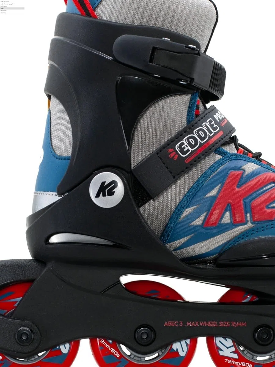 K2 Eddie Pro 30M0700 Patins à roulettes en Ligne, pour garçon, Gris, Bleu