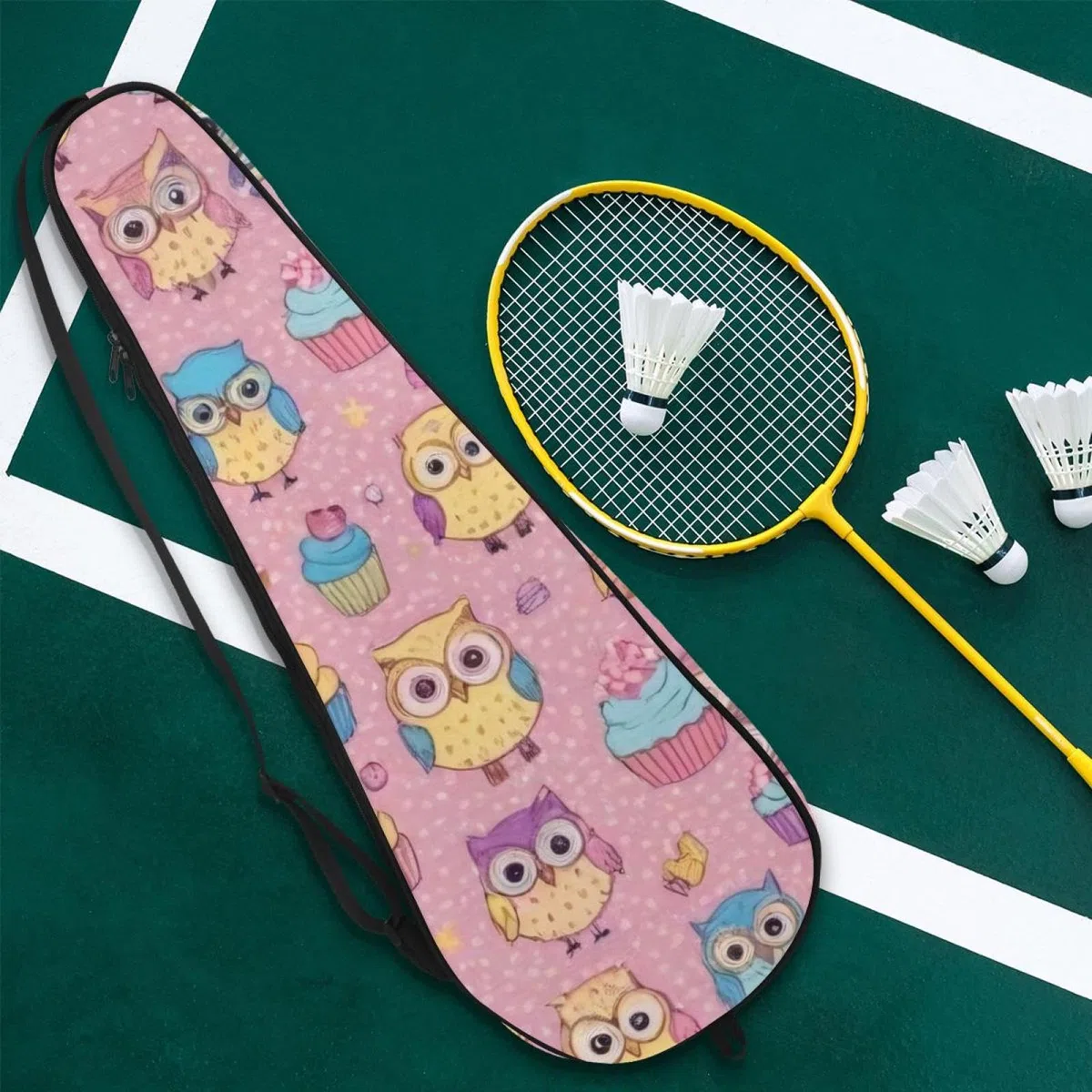Housse de raquette de badminton légère rembourrée avec bandoulière réglable Motif lèvres