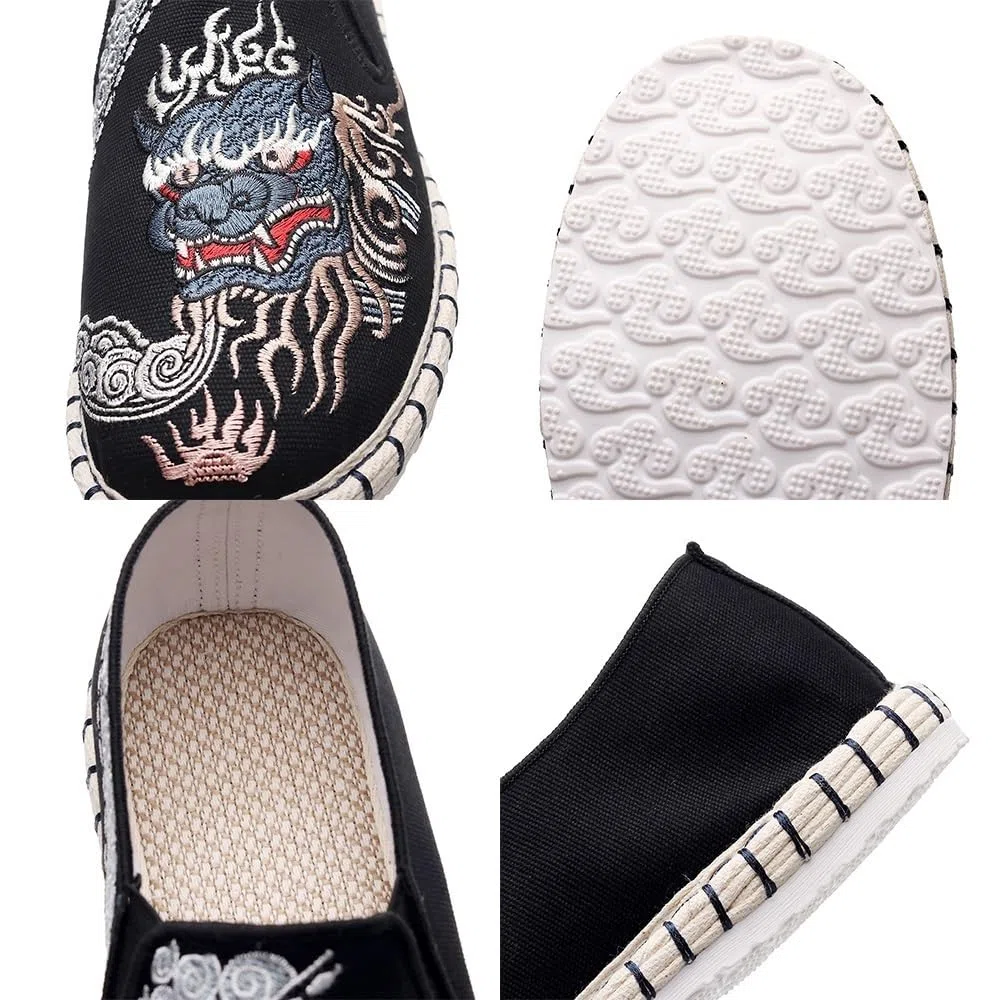 Chaussures Traditionnelles Chinoises De Vieux Pékin Pour Hommes Et Femmes, Chaussures Brodées Exquises, Chaussures De Kung Fu Tai Chi, Équipement De Protection Des Pieds Pour Arts Martiaux(White,42 EU