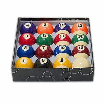 Set de boules de billard numérotées (ø 50,8 mm) + boule blanche (ø 47,6 mm)