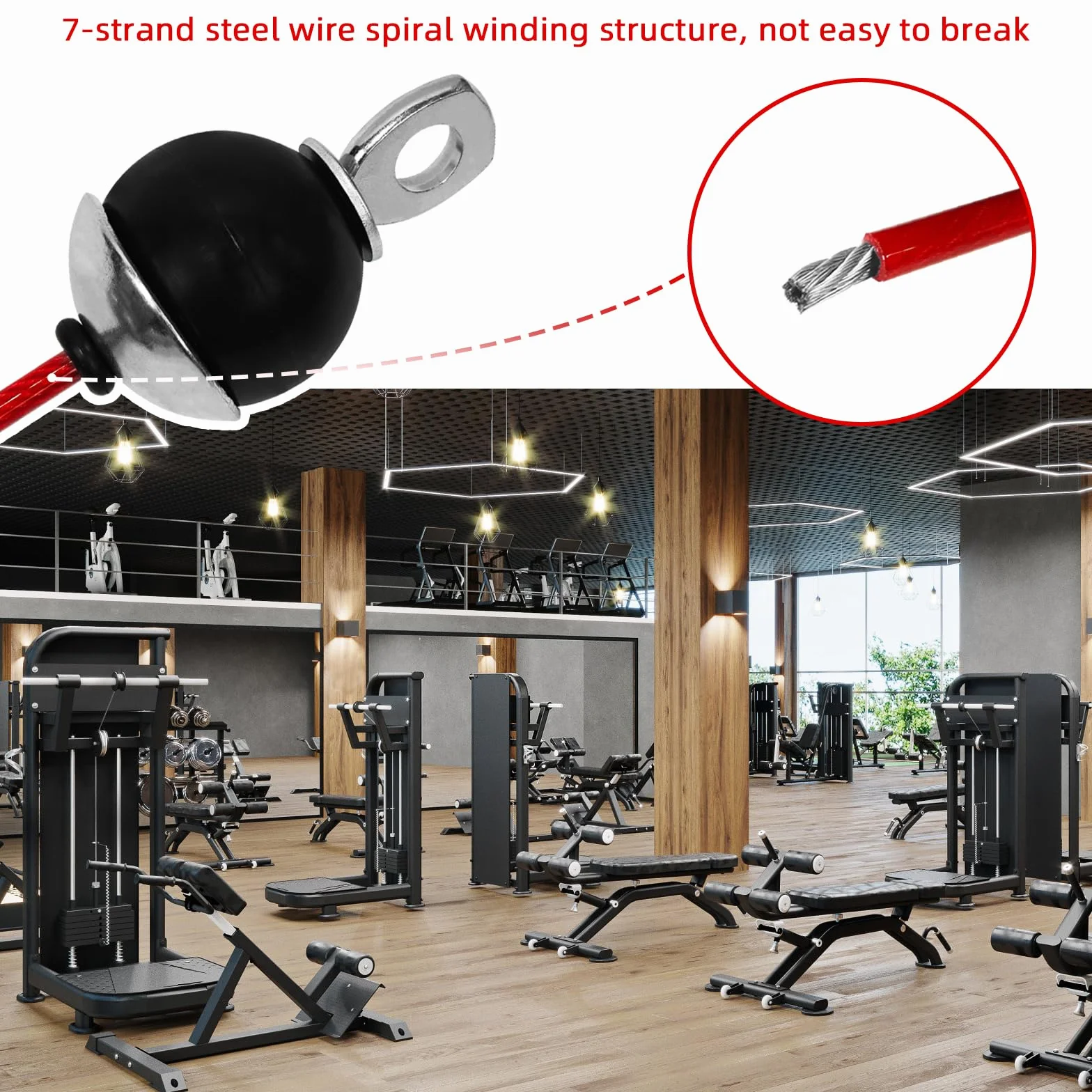 Cable Poulie Musculation, Câble De Gymnastique Fitness Gym Banc Cable Acier Tirage Appareil Musculation