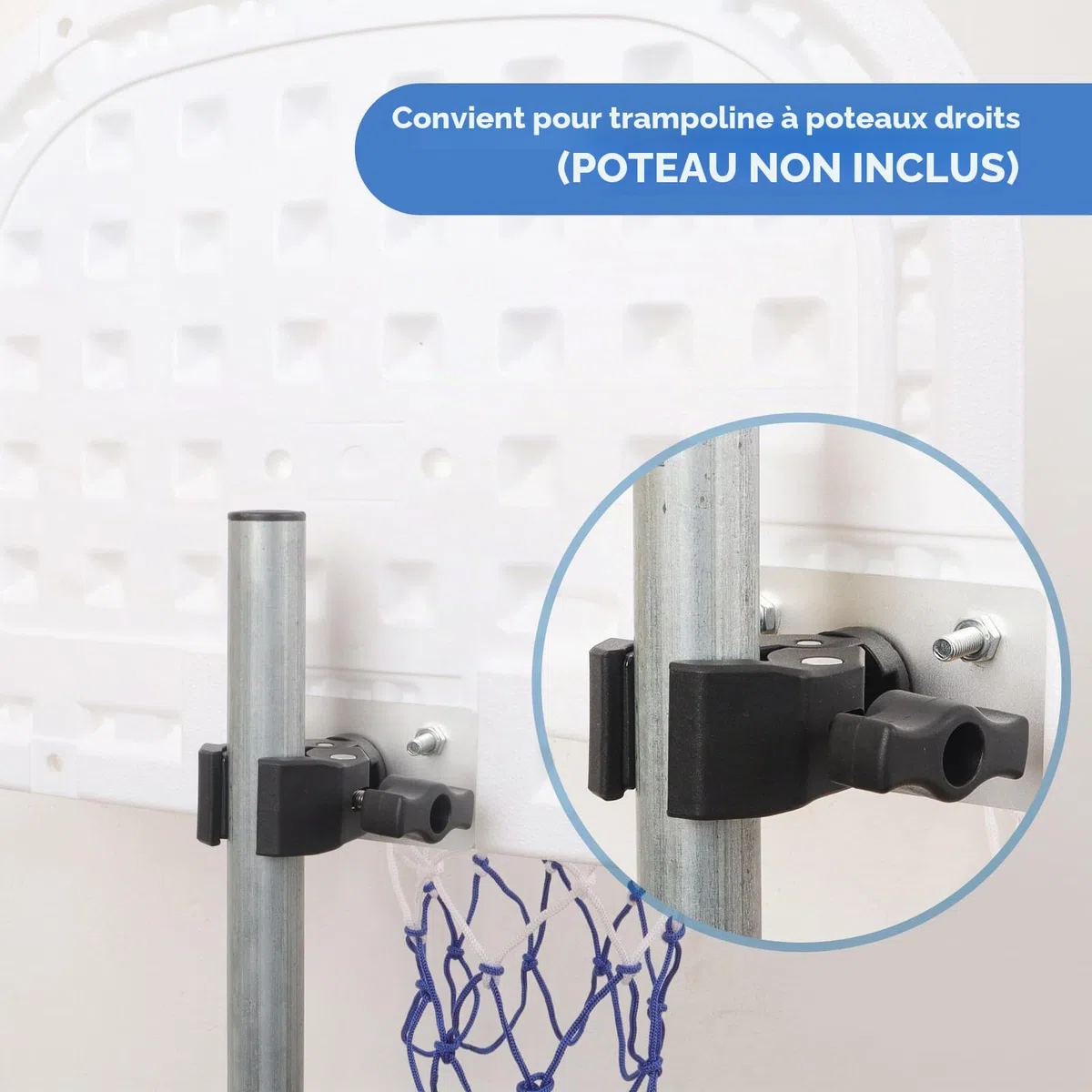 Panier de Basket-Ball de Trampoline, Panier de Basket-Ball pour Trampoline avec Pompe et 2 Mini Ballons, Robuste pour Les Tout-Petits et Les Enfants, Convient pour Poteau Droit