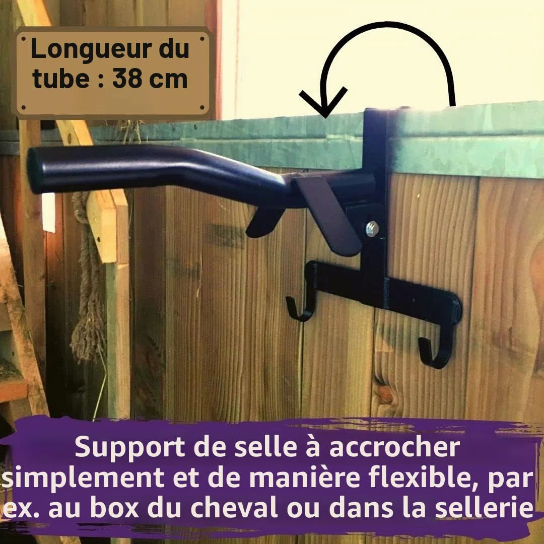 Pferdelinis Support de selle pliable à suspendre pour cheval | Support de selle à retirer | Support de selle portable | Noir (1 x noir)