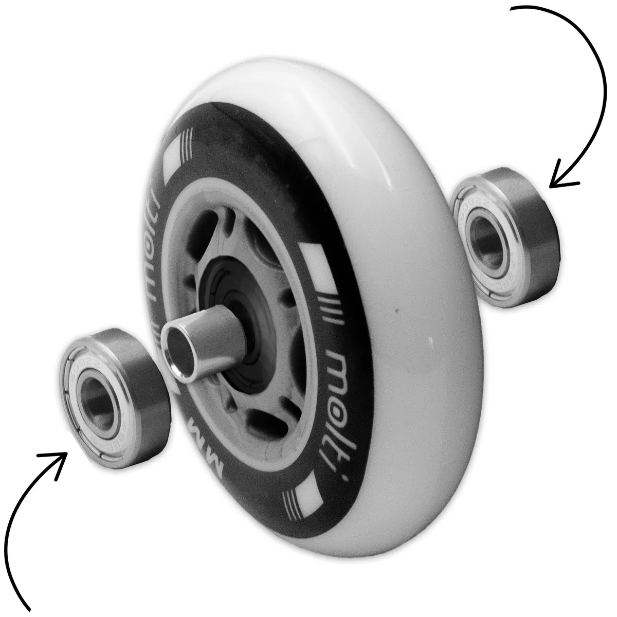 Molti MOLTI Lot de 4 roues avec roulement à billes ABEC9 pour patins à roulettes pour intérieur/extérieur KL00 en polyuréthane blanc (blanc, 70 mm)