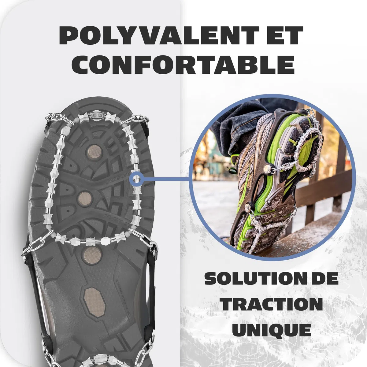 YAKTRAX Diamond Crampons de randonnée à Traction Ultra-Robuste, maillons soudés TIG durables, assurant la Traction sur la Glace et la Neige, Noir