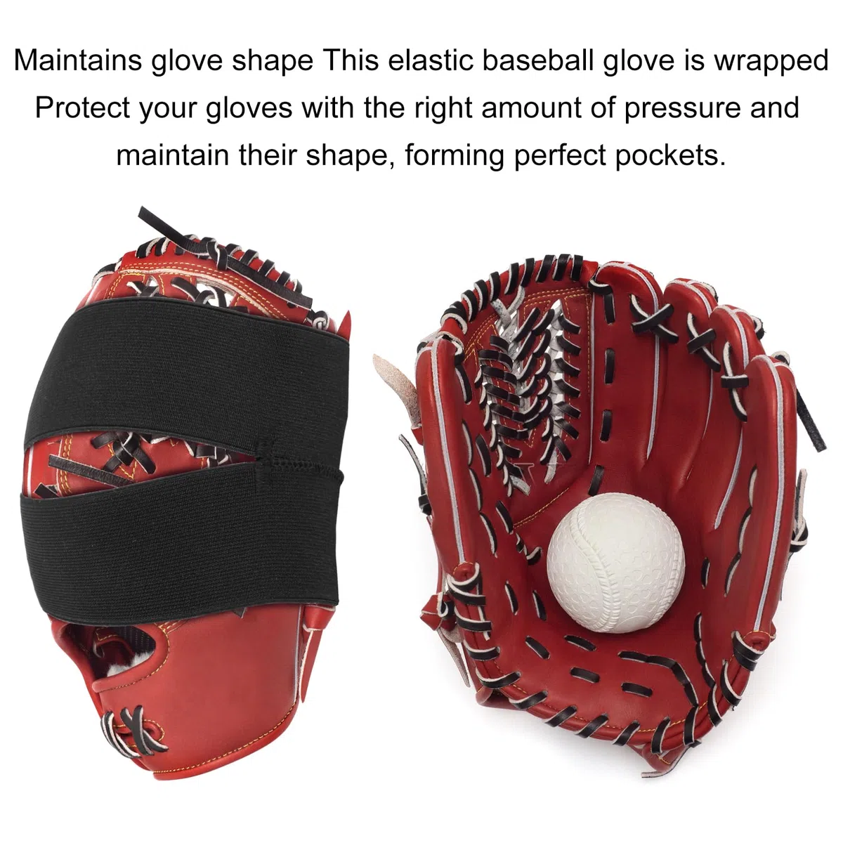 XIHIRCD 4pcs Bande d'Enveloppement de Gants, Élastique Enveloppe de Gants de Softball Facile à Mettre et à Enlever Cadeaux d'Athlète Sangle de Gant de Baseball, Maintient Rapidement la Poche Formée