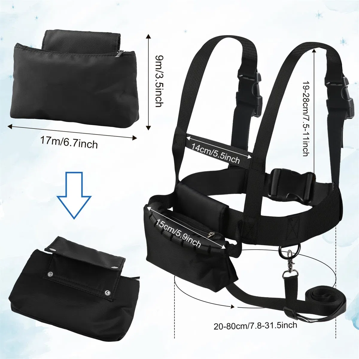 BOXOB Harnais de Ski et de Snowboard pour Enfants, Harnais Ski avec Laisse et Sac Amovibles, Enseignement du Contrôle de la Vitesse Accessoires de Ski pour Enfant Garçon Fille Débutants