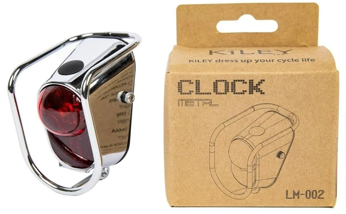 Feu arrière LED pour vélo, Lampe Vintage avec Aspect chromé - Accessoires de vélo de Tourisme Classique (LM-002)
