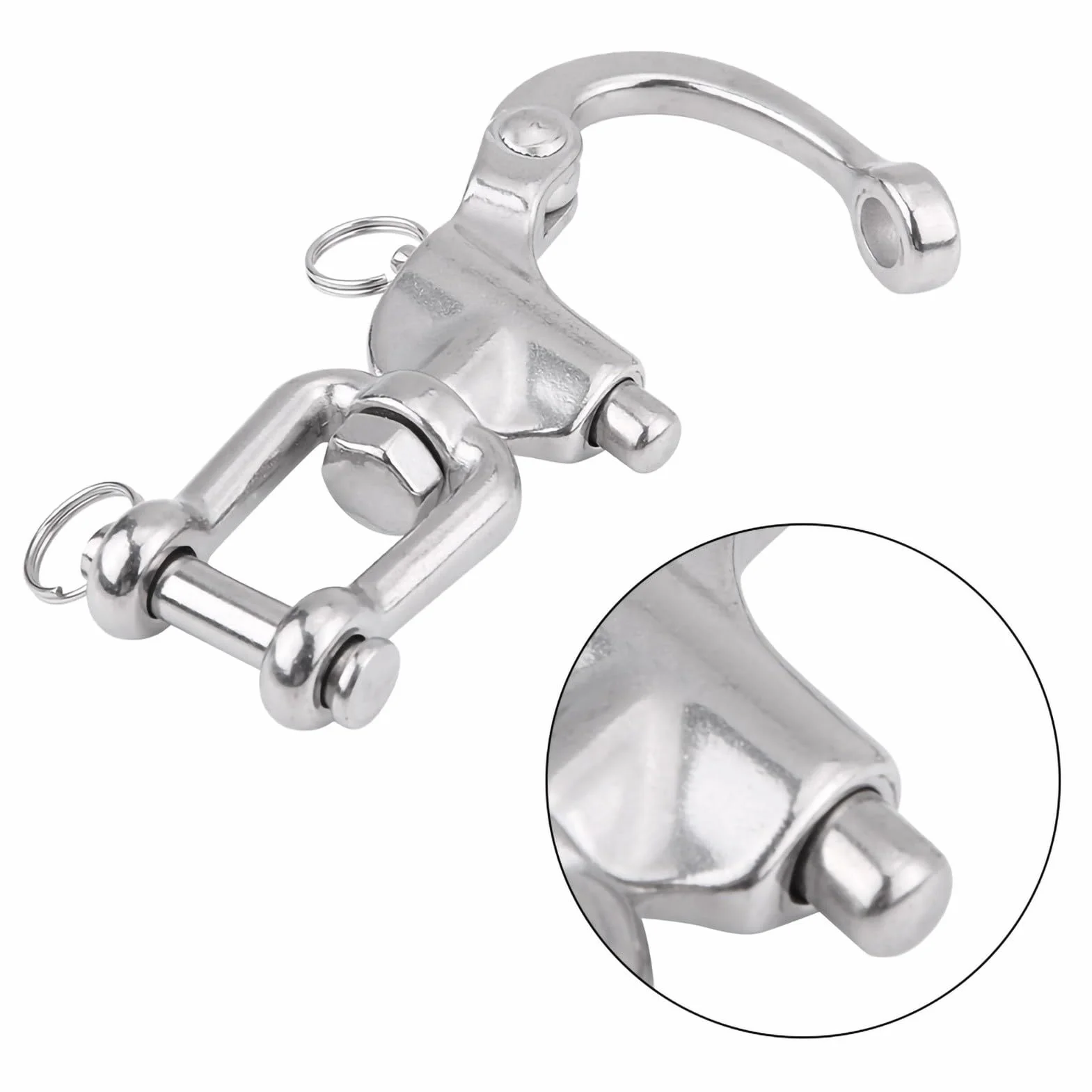 Keenso 316 Mâchoires en acier inoxydable pivotant Manille Snap Fermoir élégant en métal pour voilier Spinnaker Drisse