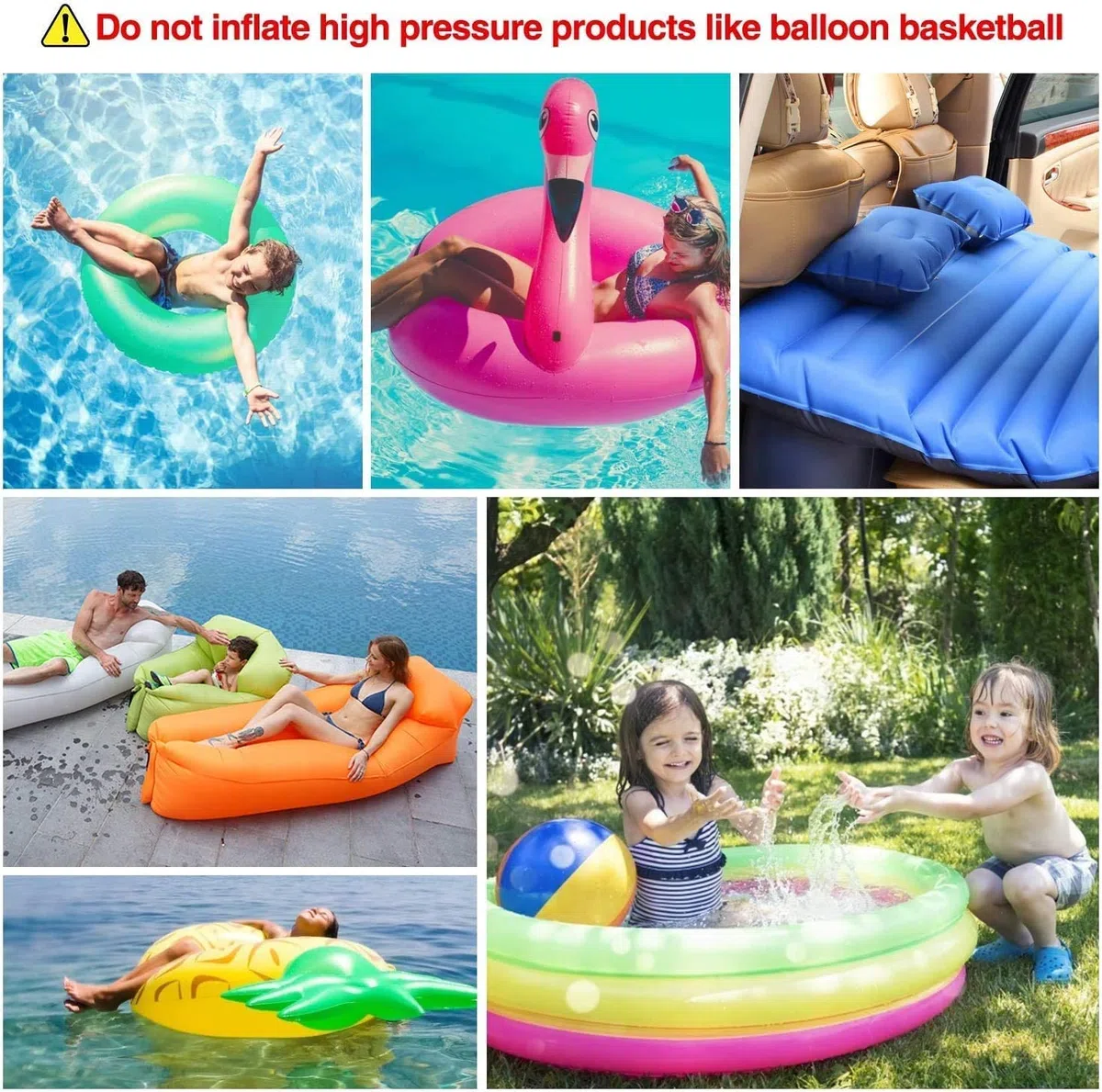 Gputek Pompe à air électrique, sans Fil, Pompe à air électrique, Rechargeable, avec 4 Buses, pour Matelas Gonflable, radeaux, canapés, Bateaux, Jouets de Piscine, bouées de Natation