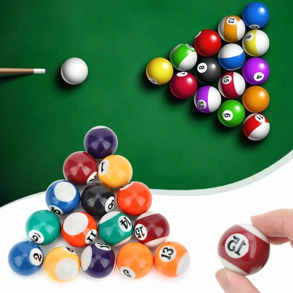 Zerodis Boule De Billard, Boule De Billard en Résine, 16 Pièces, 32 Mm, 15 Pièces Boule Numérotée Et 1 Pièce Boule Blanche pour Salle De Jeu, Sport, Jeux Récréatifs