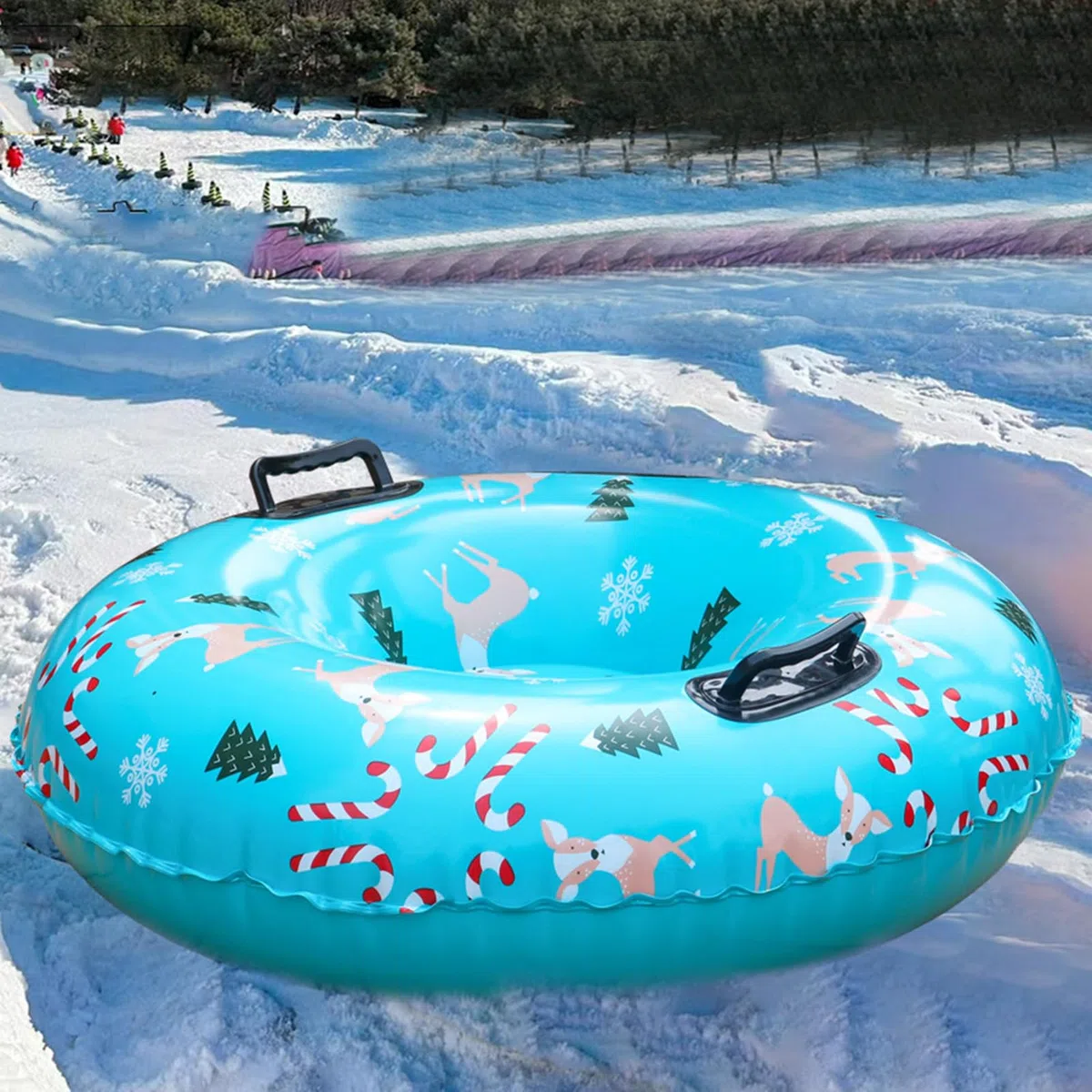 Ski Gonflable, Tube À Neige Gonflable, Luge Gonflable avec Poignées, Luge Gonflable pour Tube De Neige, Bouée À Neige Idéal pour Les Sports d'hiver en Plein Air