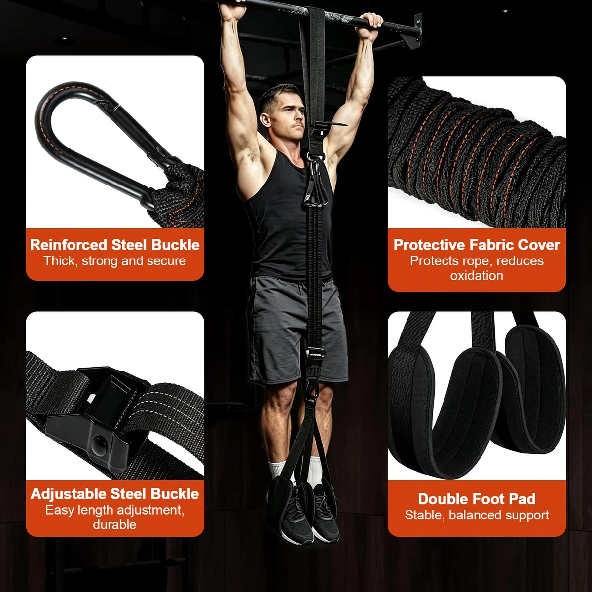 Bande de Traction avec 4 Bandes Elastique de Résistance 75-300Lbs, Réglables Hauteur, Elastique Musculation pour Tractions pour Les Débutants, La Musculation