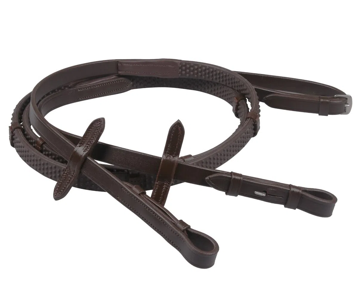 QHP Rênes pour Cheval Caoutchouc Doux avec Stops