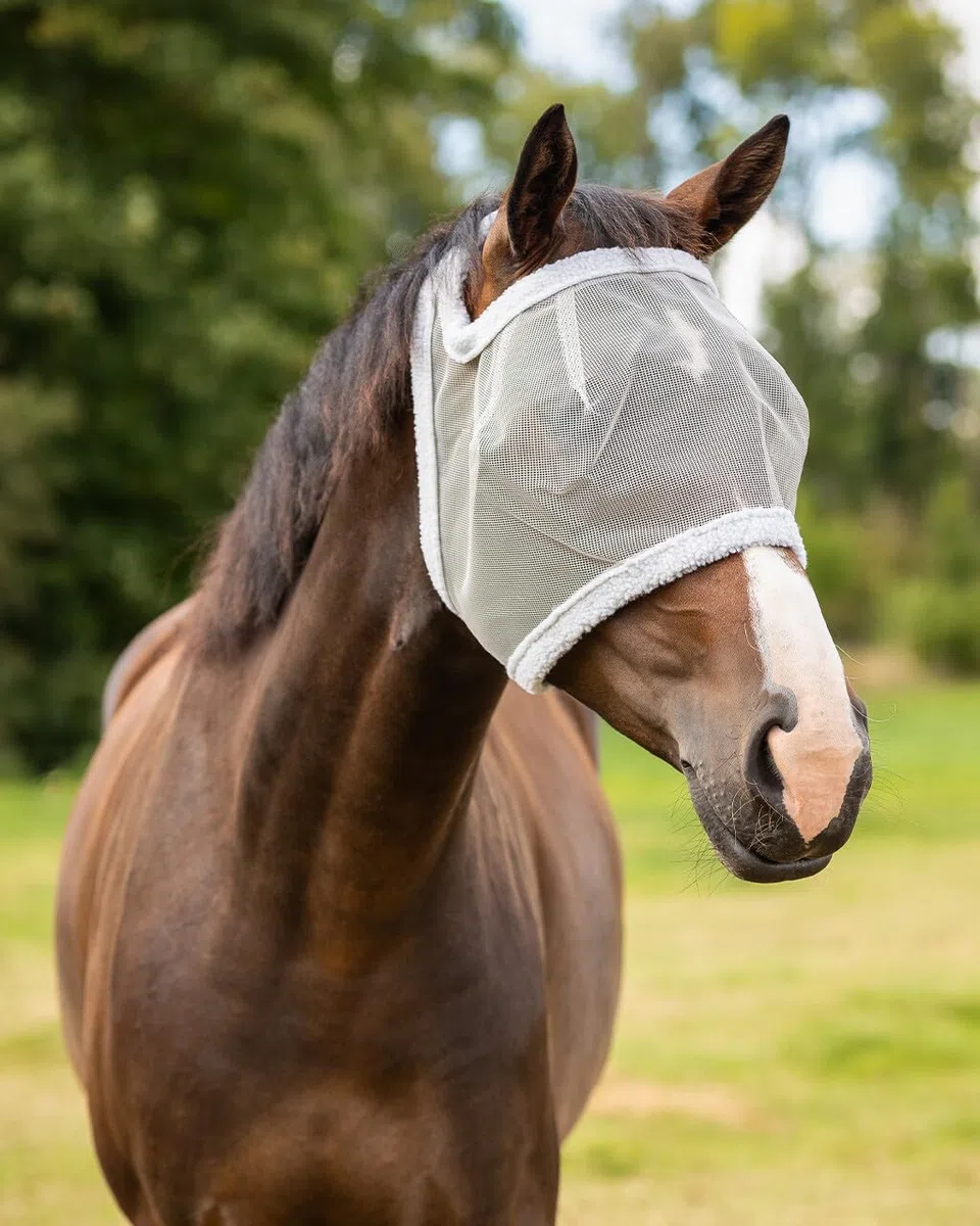 QHP Without Ear Protection Fly Mask Extra Full Size Grey