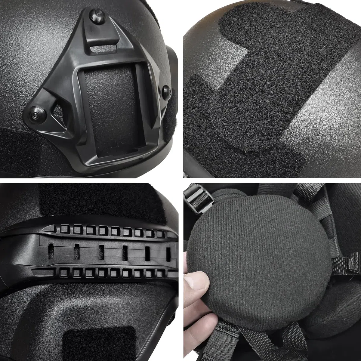 Casque Airsoft Mich 2000 ACH tactique avec protection auditive, support NVG avant et rail latéral pour paintball, sports de plein air, chasse, tir