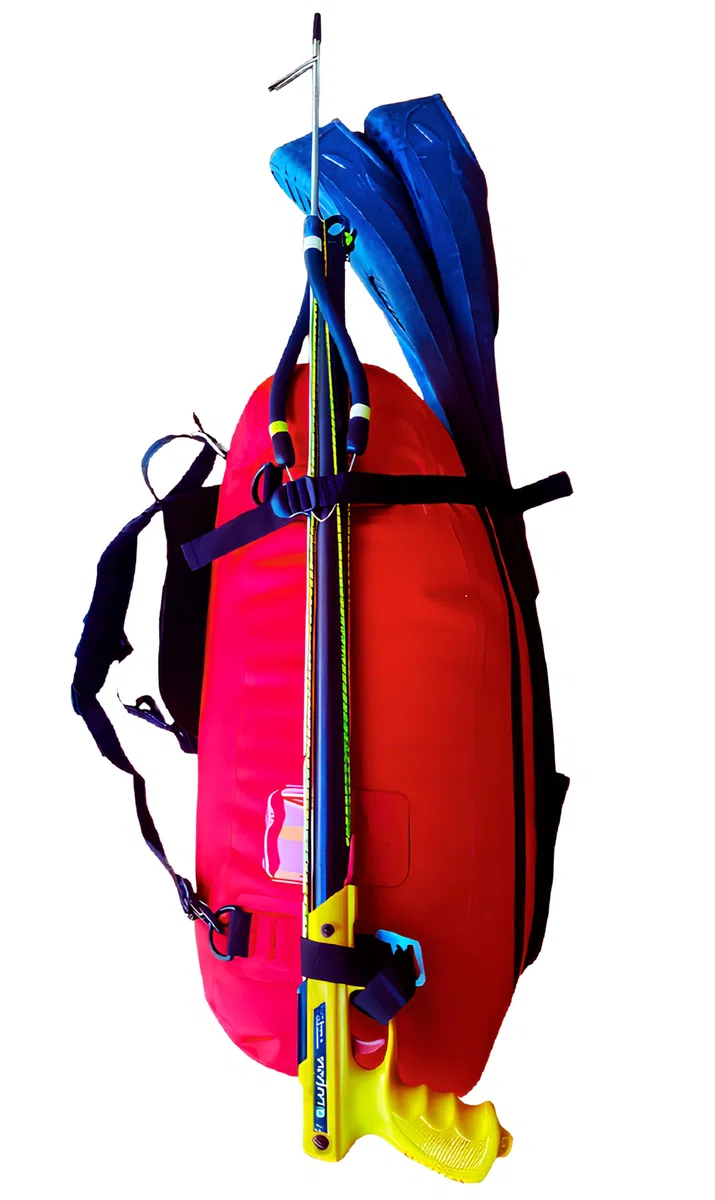 DiVONEA | Sac Plongée 3 en 1 : Sac à Dos étanche 60L + Bouée Gonflable de signalisation + Planche Chasse sous-Marine – Accessoires Inclus