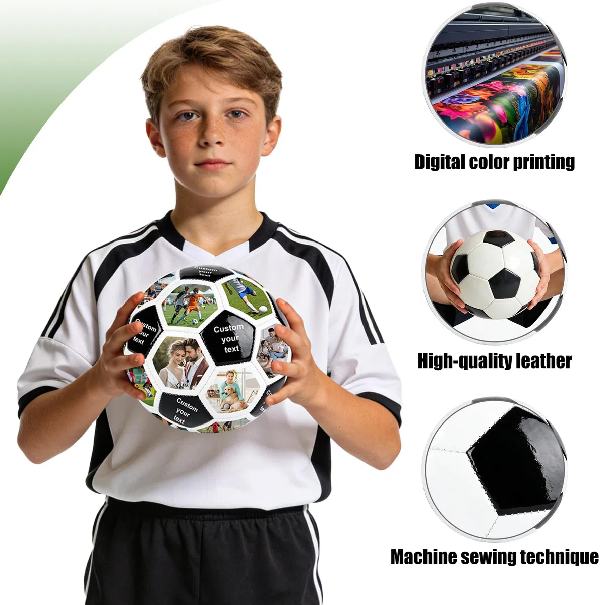 Générique Ballon de Foot Personnalisé avec Photo et Nom, Ballon de Football Taille 5 en PU, pour Fan, Enfant et Papa