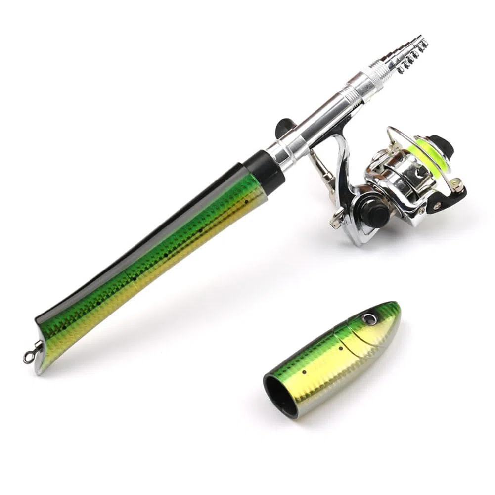 Canne à pêche avec moulinet de 140 cm - Mini canne à pêche de poche - Ensemble de canne à pêche télescopique