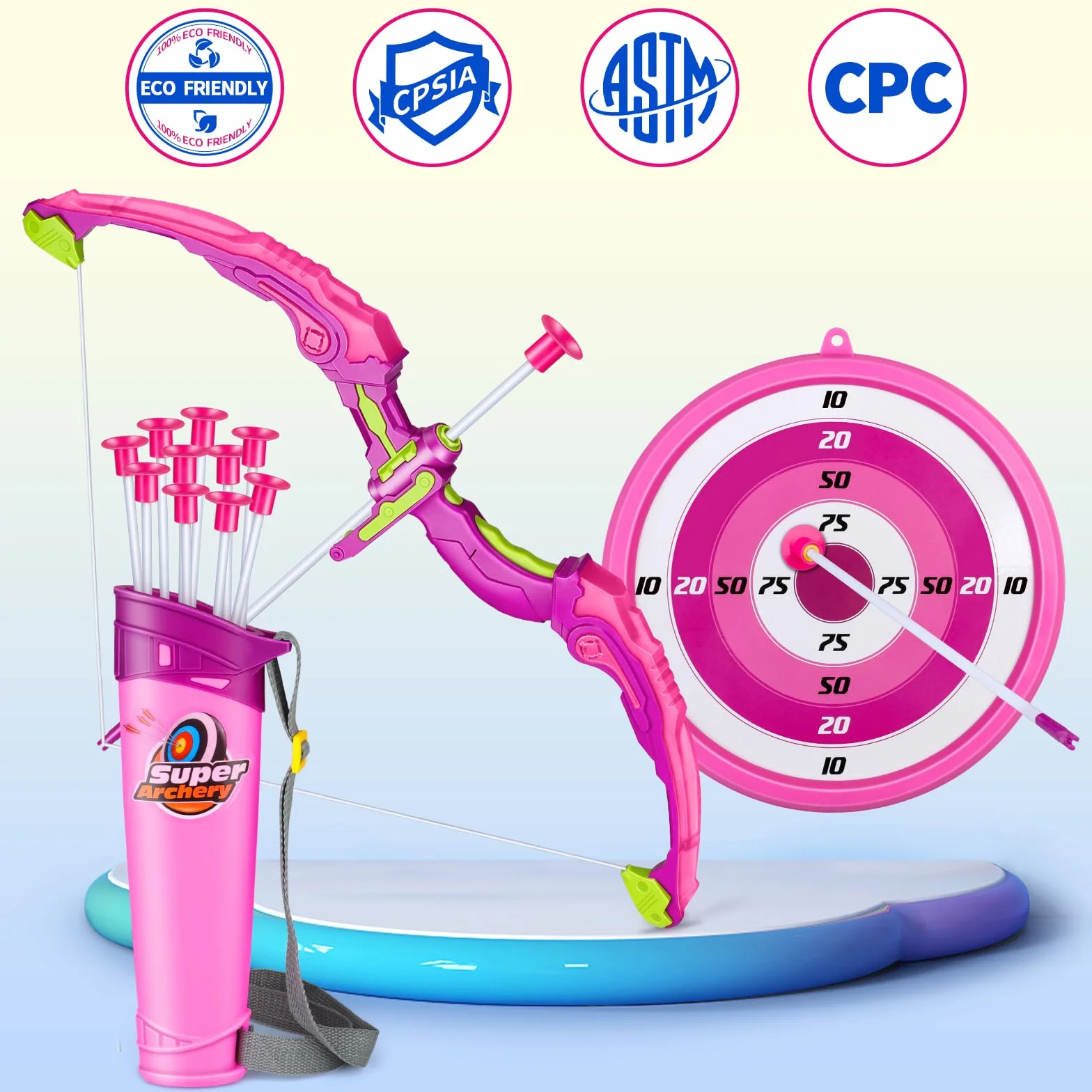 Own1one Ensemble Arc et Flèche pour Enfants avec Lumières LED, Jouet de Tir à l'arc avec à Ventouse, Jeux Exterieur Enfant 3 4 5 6 Ans