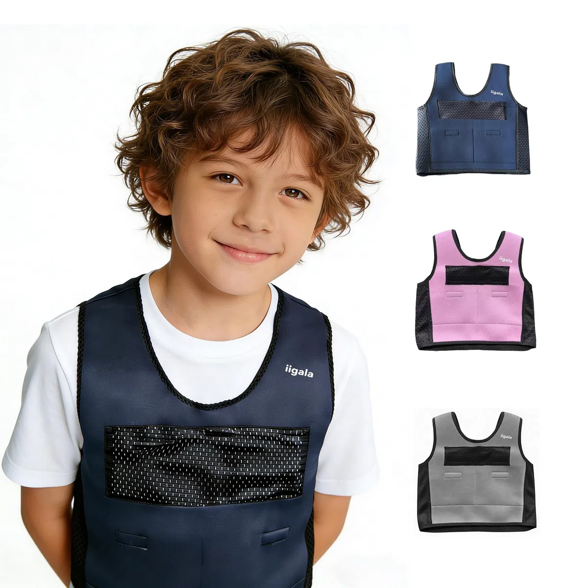 Gilet de Compression Lesté Sensoriel pour Enfants Autistes | 6 Coussinets de Poids Amovibles, Néoprène Apaisant, Anti-surcharge Sensorielle SPD